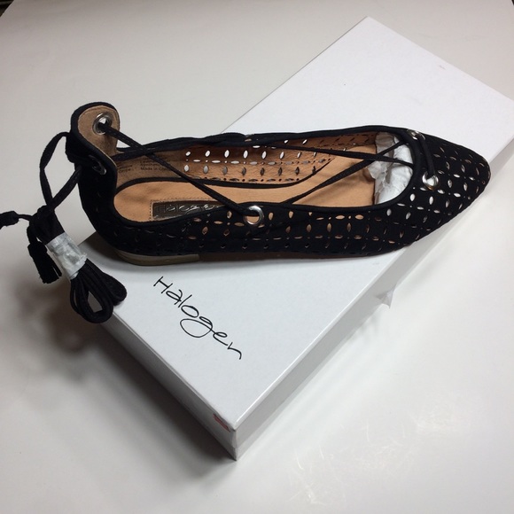 Halogen Nella Ghillie Black Ballet Women's Flats - Picture 1 of 9